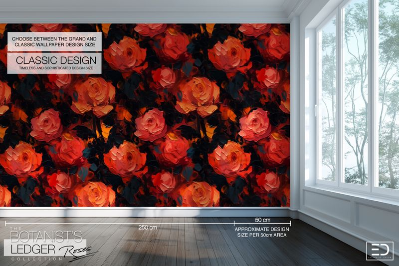Abstract Rose Wallpaper Design: The Botanist's Ledger Collection
