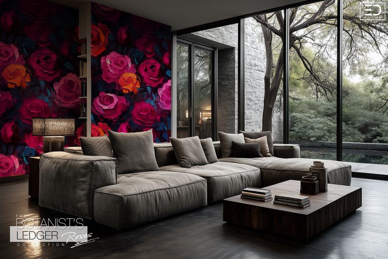 Abstract Rose Wallpaper Design: The Botanist's Ledger Collection