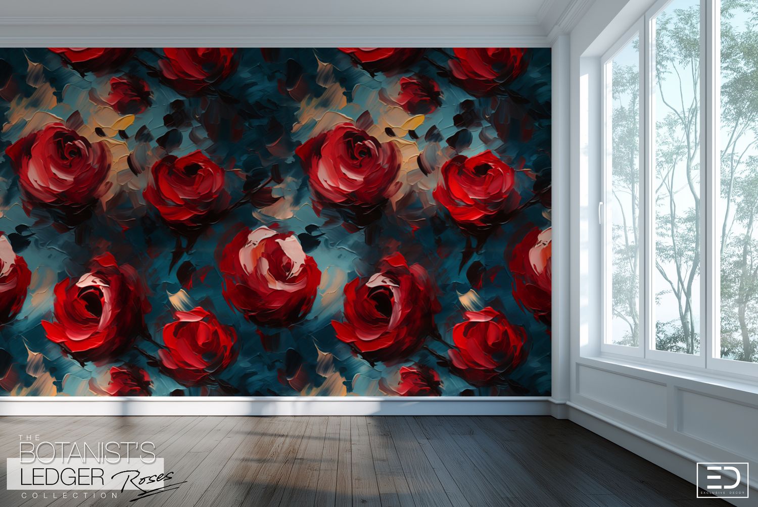 Abstract Rose Wallpaper Design: The Botanist&#39;s Ledger Collection