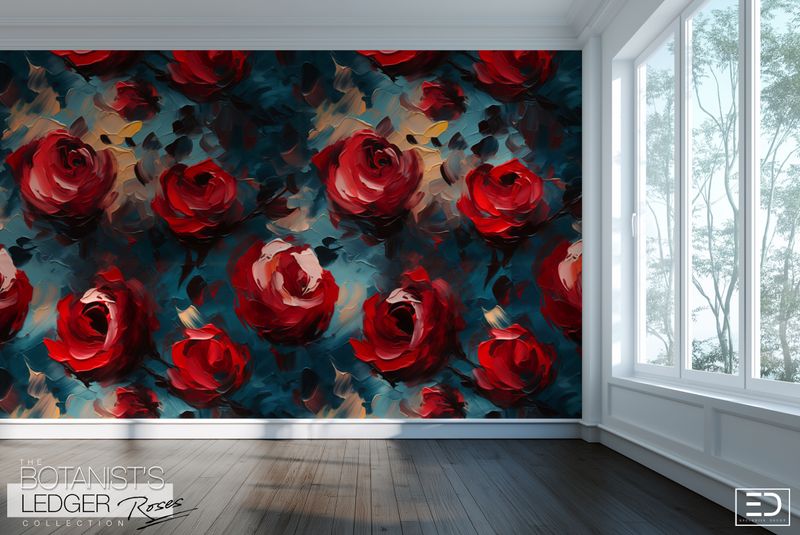 Abstract Rose Wallpaper Design: The Botanist&#39;s Ledger Collection