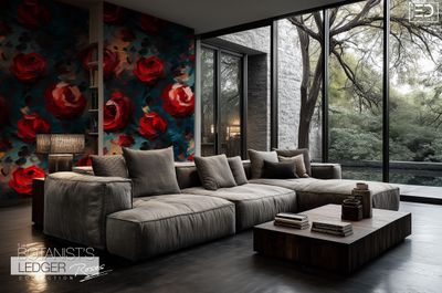 Abstract Rose Wallpaper Design: The Botanist's Ledger Collection