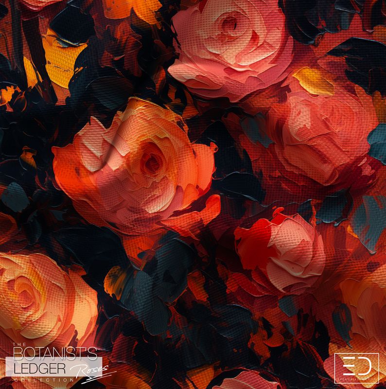 Abstract Rose Fabric Design: The Botanist's Ledger Collection