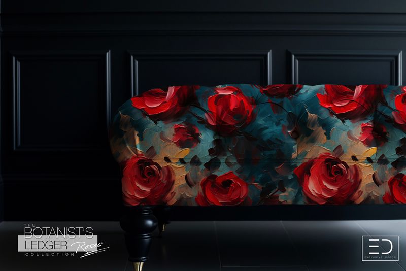Abstract Rose Fabric Design: The Botanist&#39;s Ledger Collection