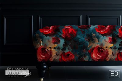 Abstract Rose Fabric Design: The Botanist&#39;s Ledger Collection