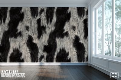 Nguni Skin Wallpaper - Dark Brown-Midnight Black &amp; Beige