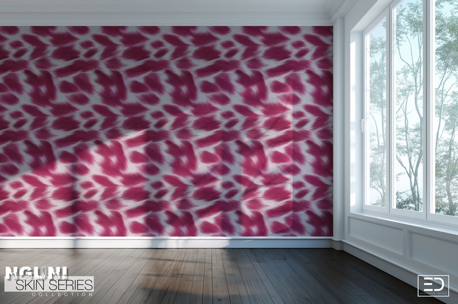 Nguni Skin Wallpaper - Magenta Process &amp; White