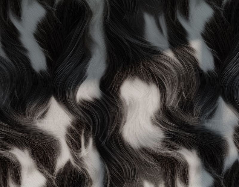 Nguni Skin Wallpaper - Long Hair Bistre and Dark Taupe with Beige