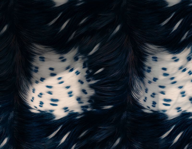 Nguni Skin Wallpaper - ~Space Cadet Blue, Black &amp; Speckled Beige