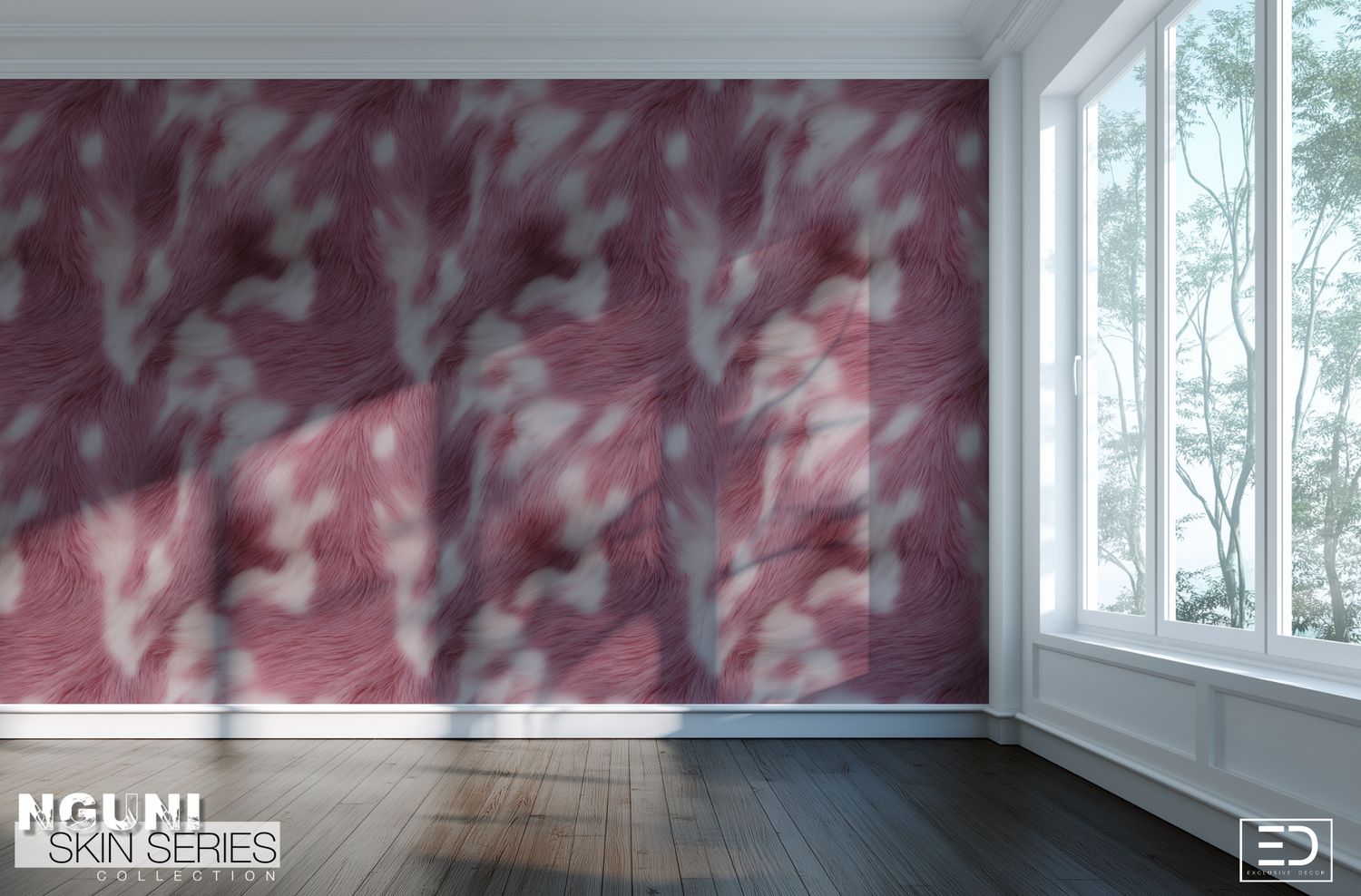 Nguni Skin Wallpaper - Cameo Pink &amp; White