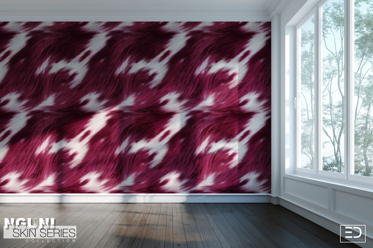Nguni Skin Wallpaper - Strong Magenta &amp; White