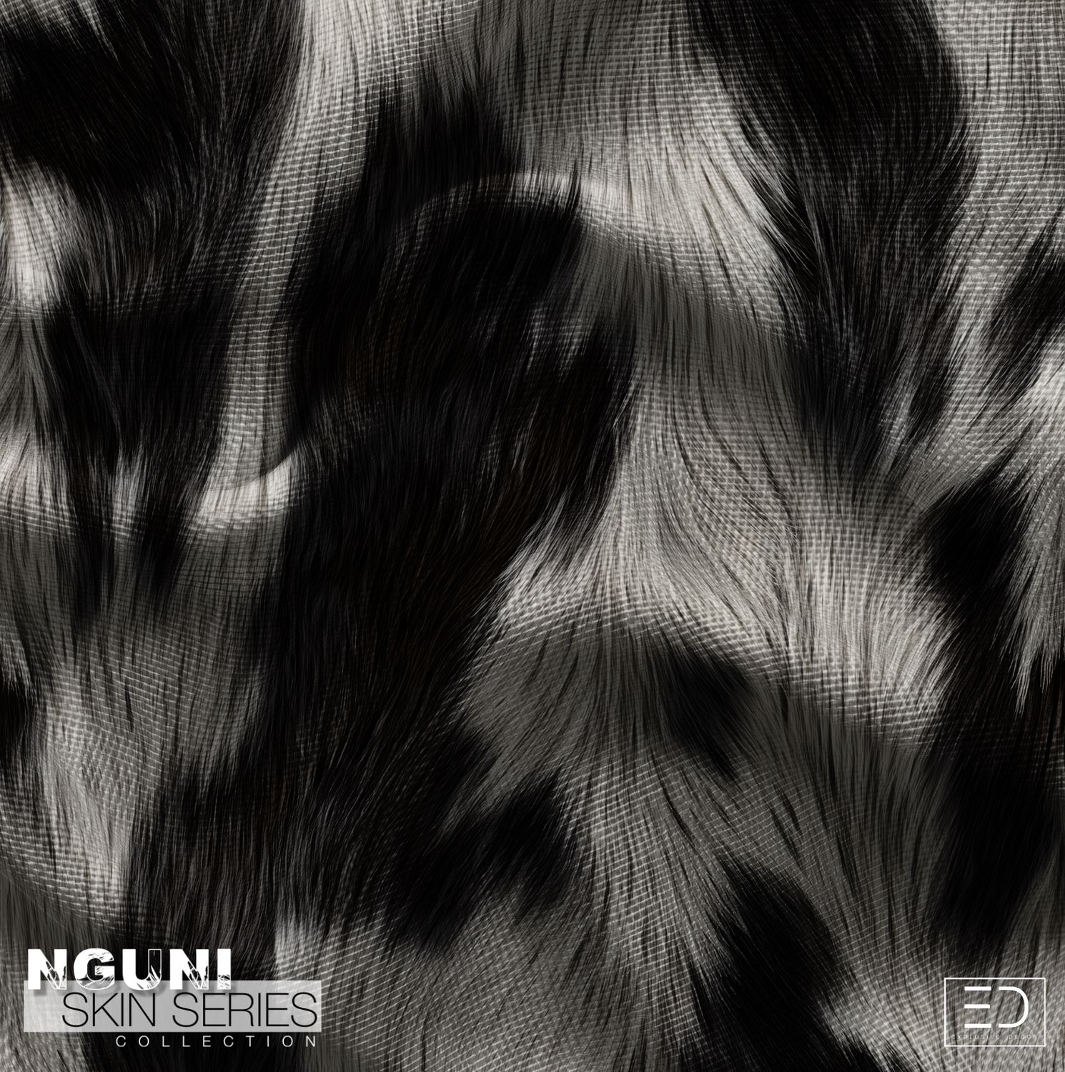Nguni Skin Fabric - Dark Brown-Midnight Black &amp; Beige