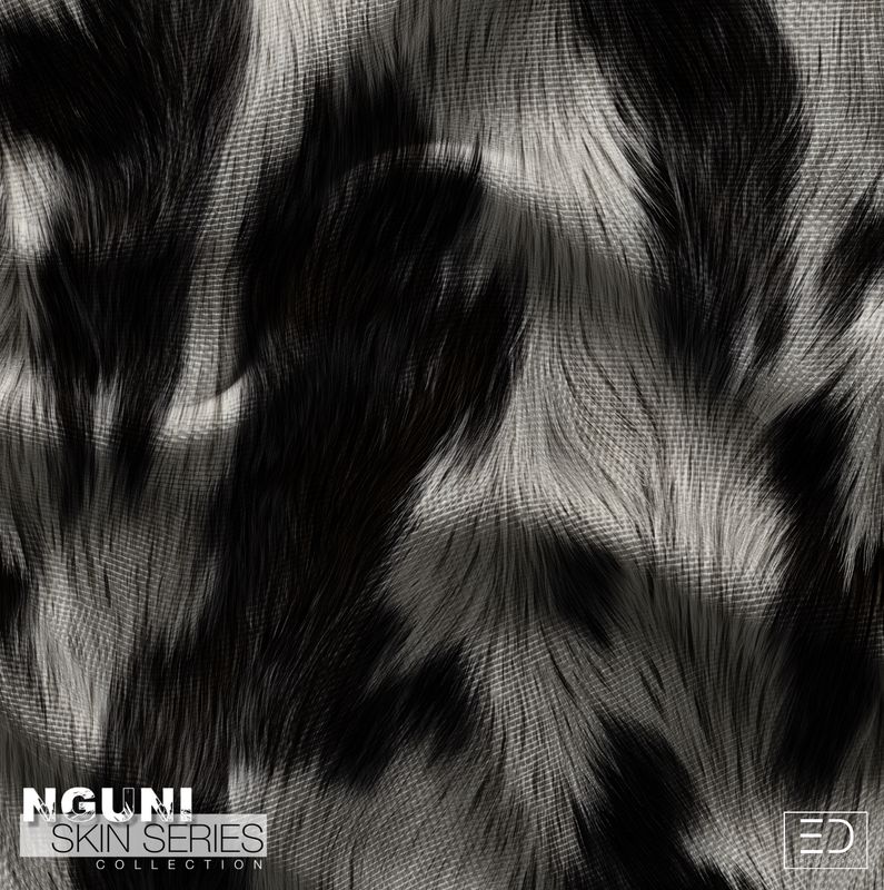 Nguni Skin Fabric - Dark Brown-Midnight Black &amp; Beige