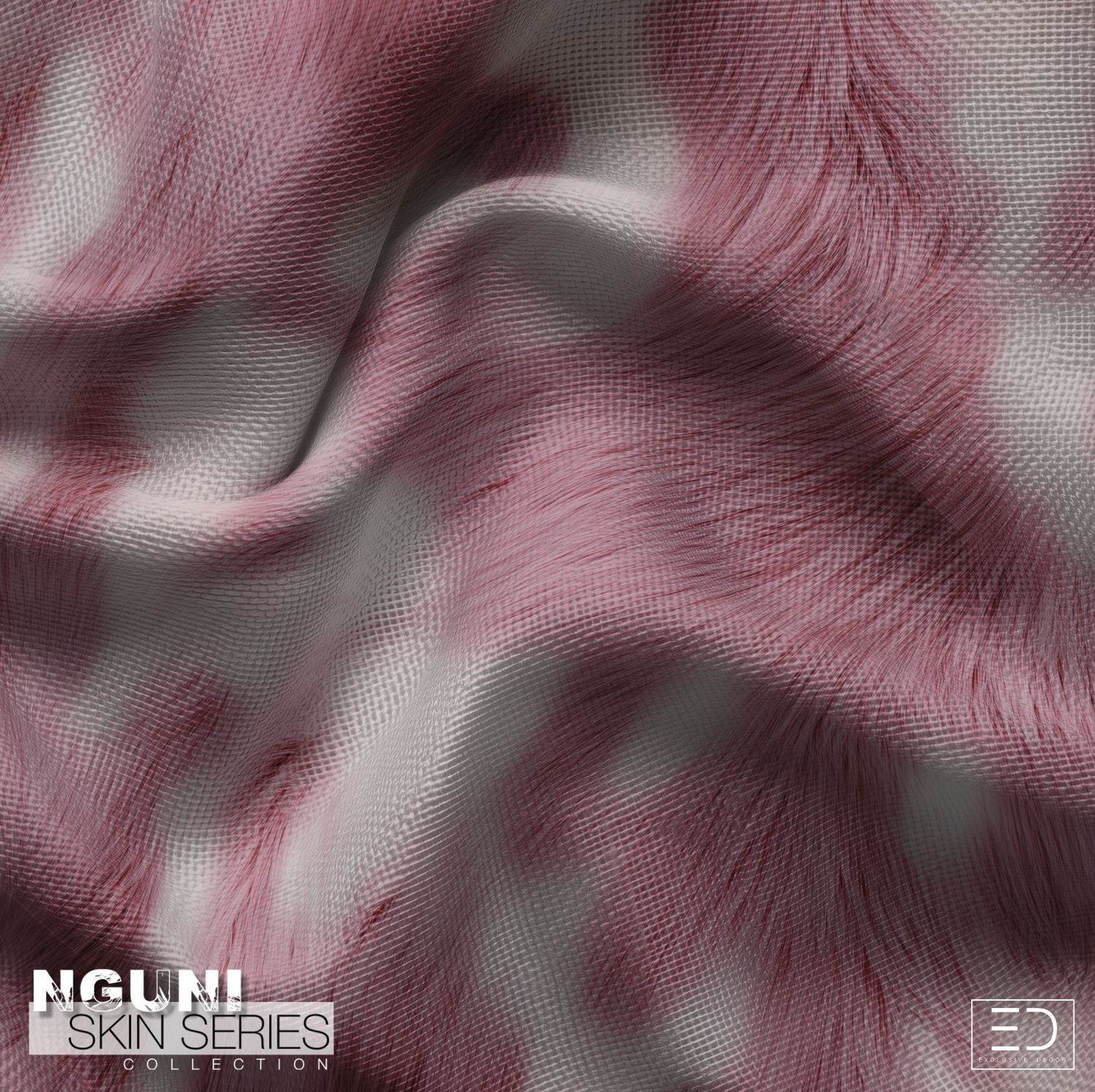 Nguni Skin Fabric - Cameo Pink and White
