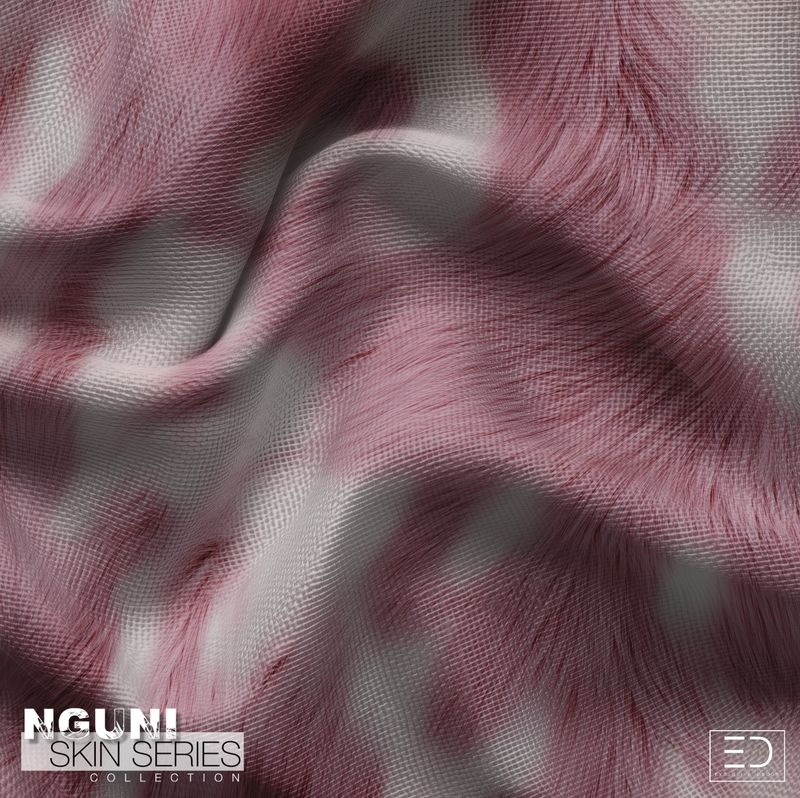 Nguni Skin Fabric - Cameo Pink and White