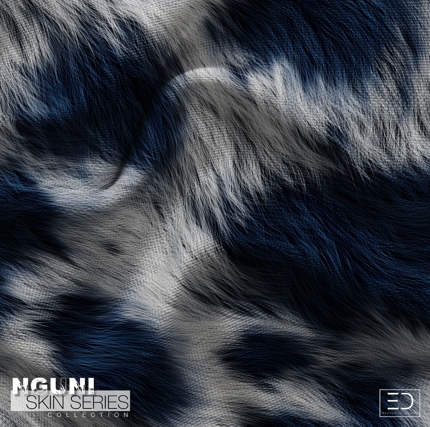 Nguni Skin Fabric - Dark Navy &amp; Shades of Grey