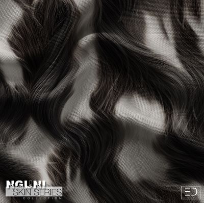 Nguni Skin Fabric - Long Hair Bistre and Dark Taupe with Beige