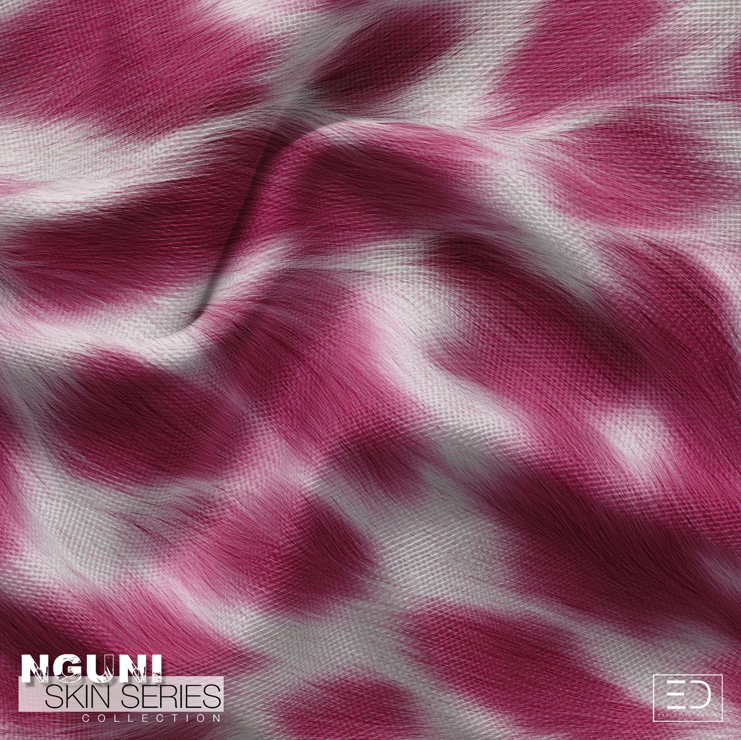 Nguni Skin Fabric - Magenta Process &amp; White