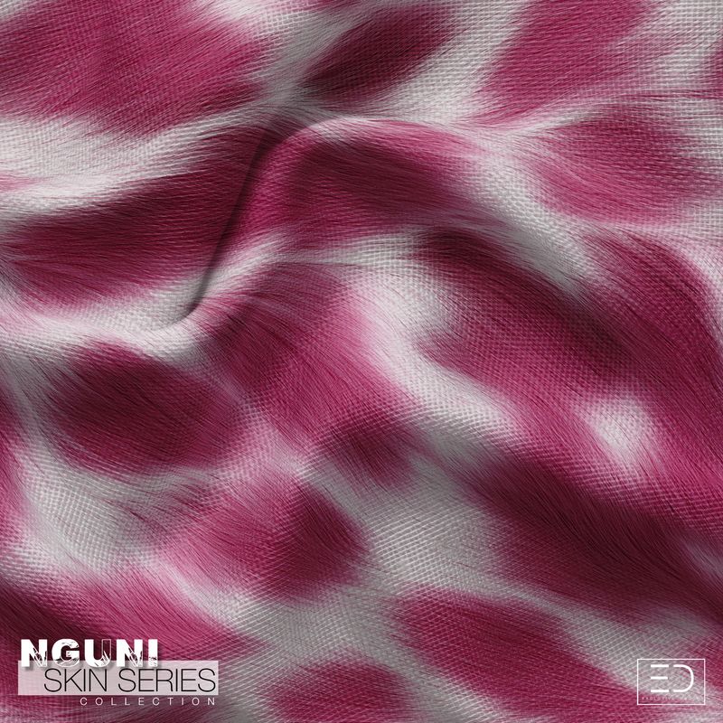 Nguni Skin Fabric - Magenta Process &amp; White