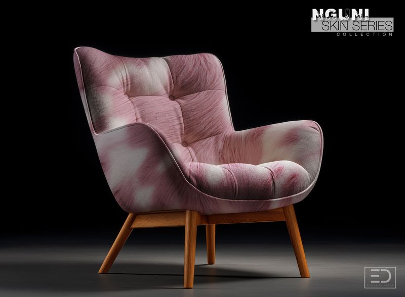Nguni Skin Fabric - Cameo Pink and White