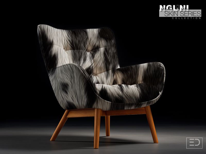 Nguni Skin Fabric - Dark Brown-Midnight Black &amp; Beige