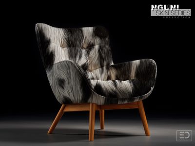 Nguni Skin Fabric - Dark Brown-Midnight Black &amp; Beige