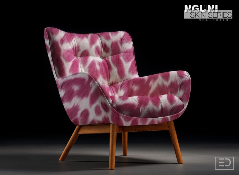 Nguni Skin Fabric - Magenta Process &amp; White