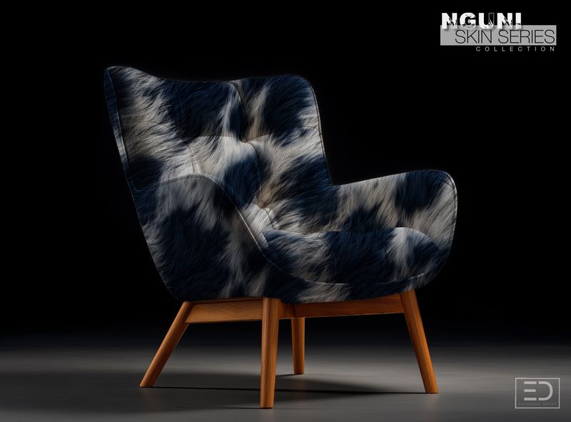 Nguni Skin Fabric - Dark Navy &amp; Shades of Grey