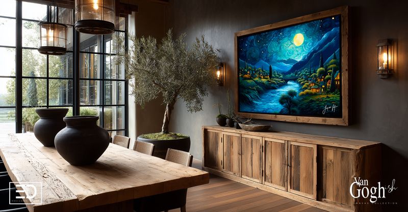 The Starry Night Valley, Van Gogh-ish Canvas Design Print