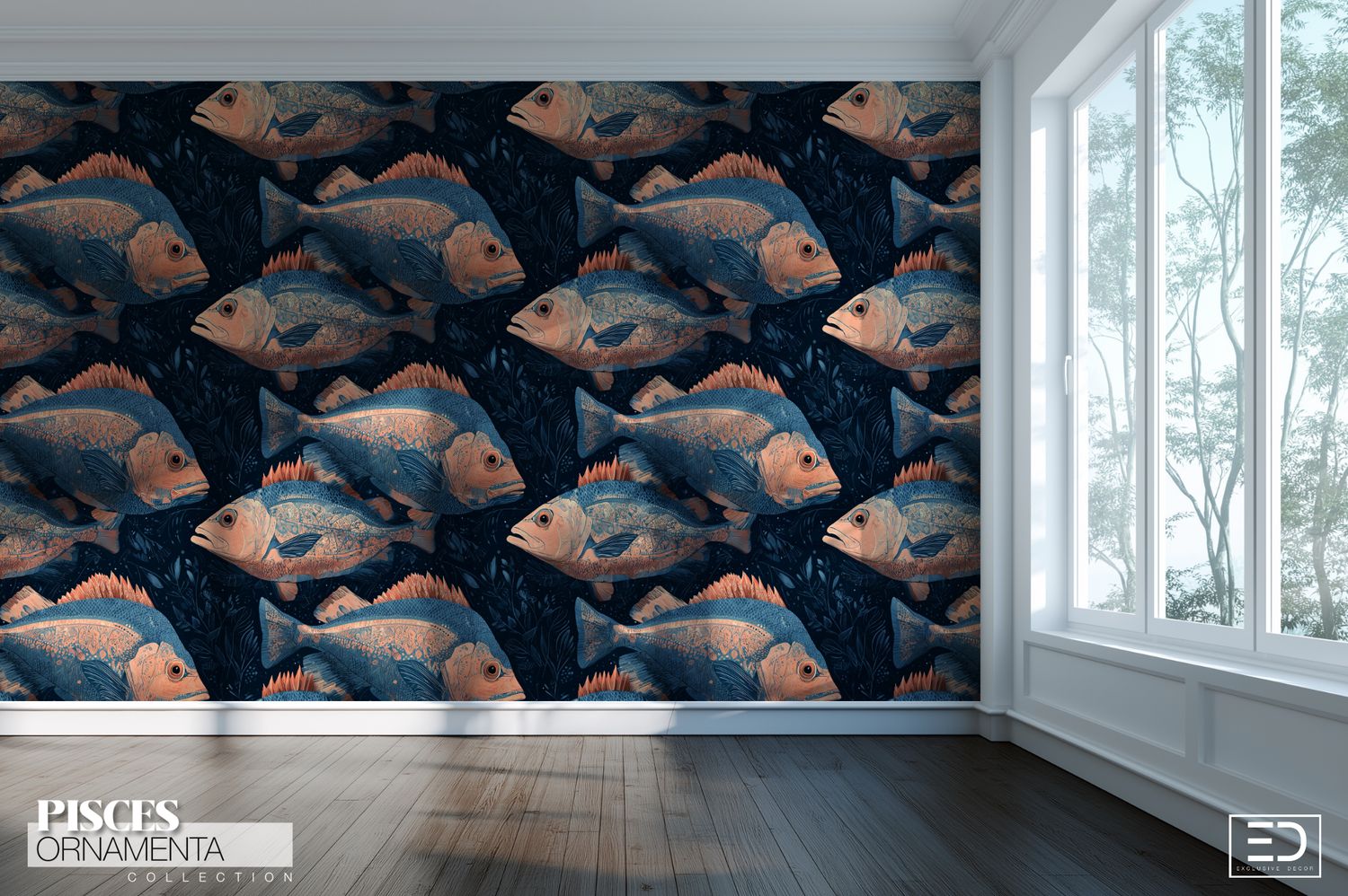 Pisces Ornamenta - Abstract Fish Wallpaper