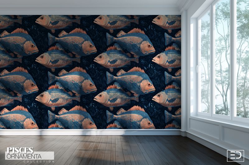 Pisces Ornamenta - Abstract Fish Wallpaper