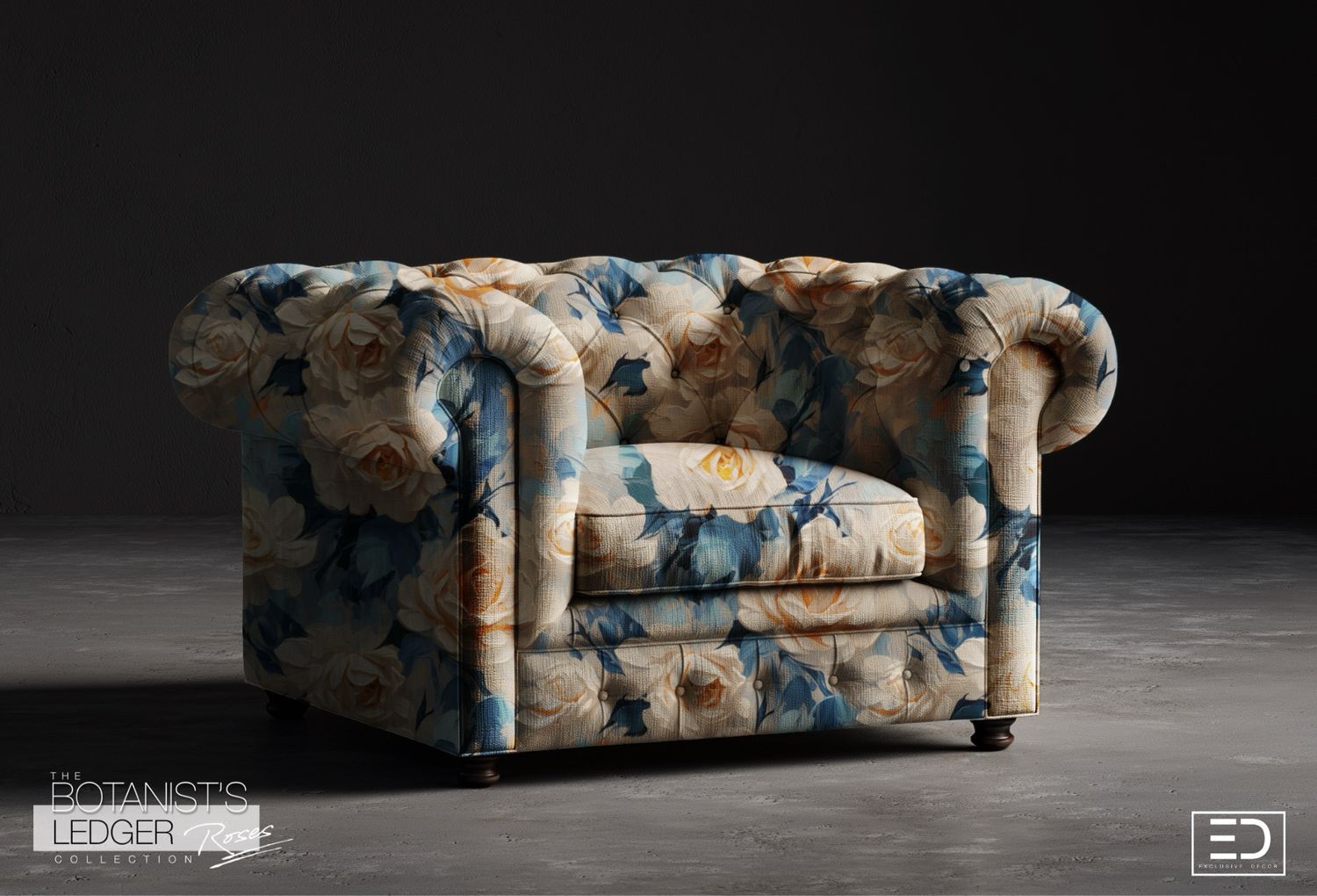 English Rose Fabric Design - The Botanist&#39;s Ledger