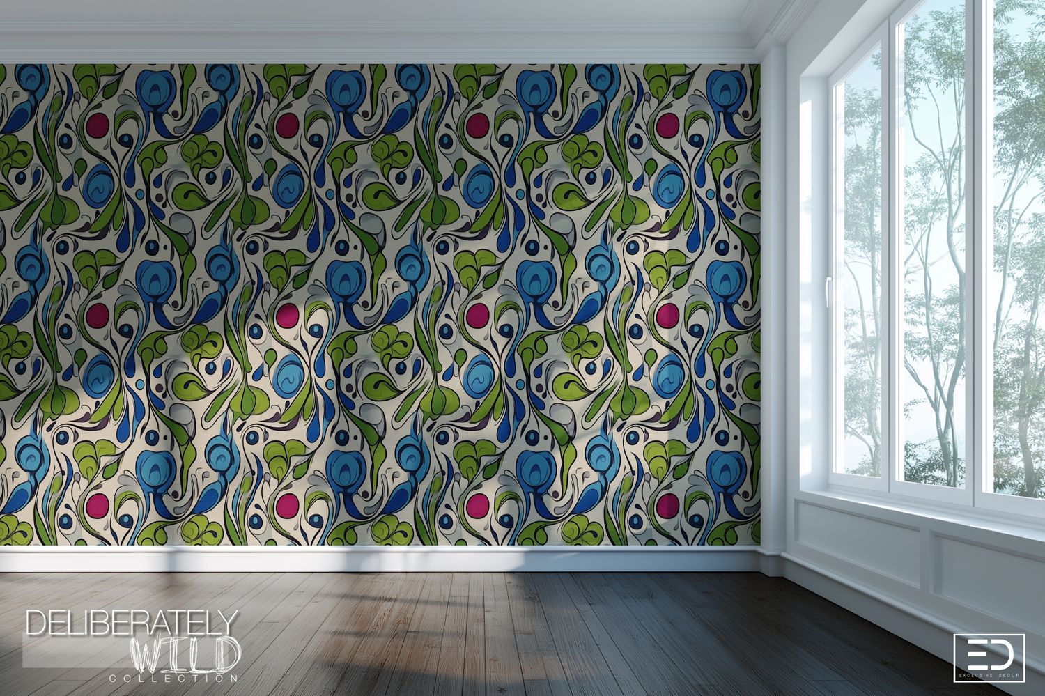Deliberately Wild – Modern Abstract Line Pattern Wallpaper &amp; Fabric