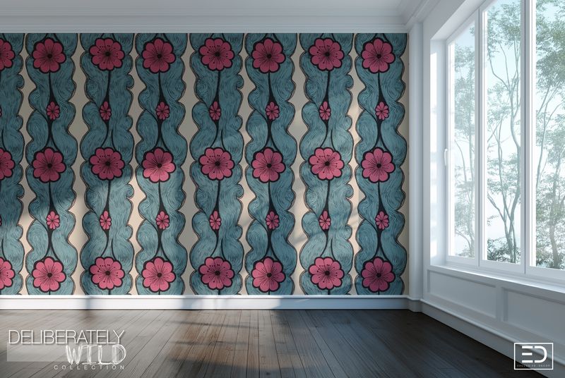 Deliberately Wild – Modern Abstract Line Pattern Wallpaper &amp; Fabric