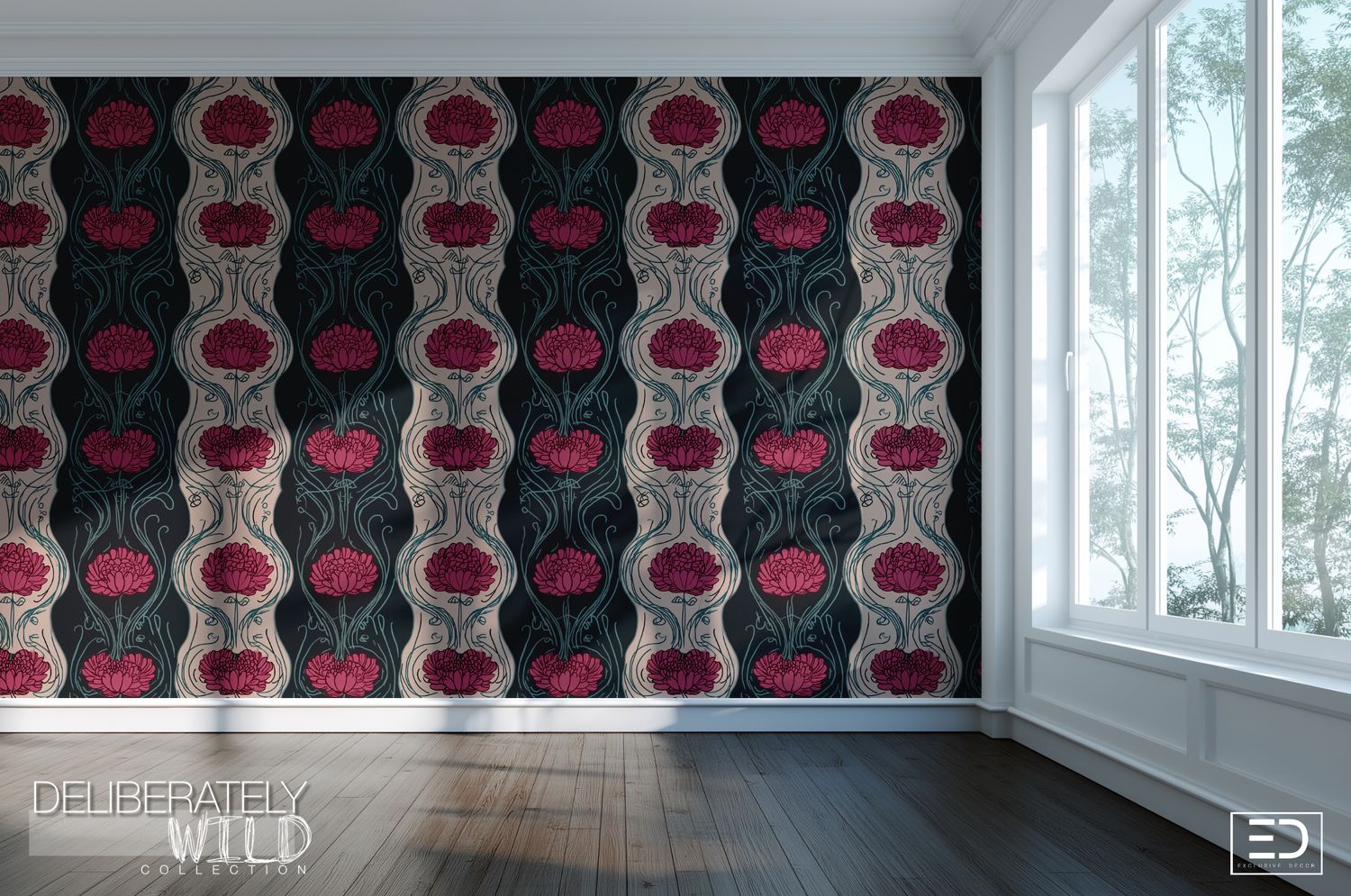 Deliberately Wild – Modern Abstract Line Pattern Wallpaper &amp; Fabric