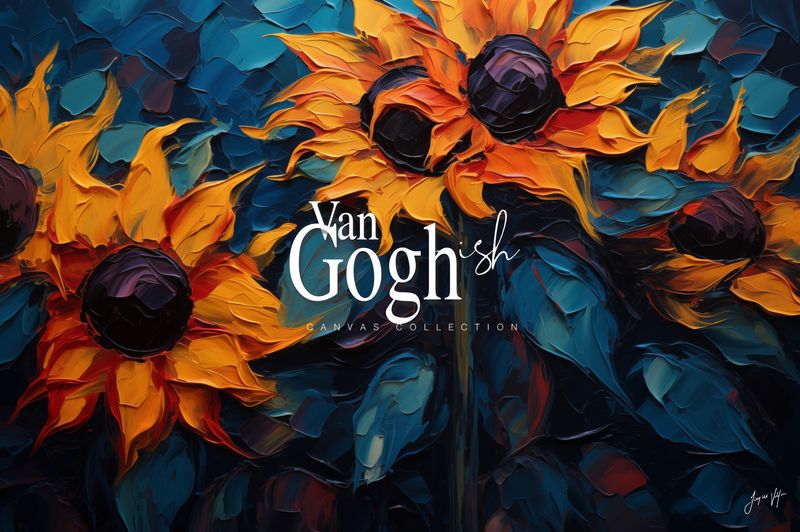 Van Gogh-ish Sunflowers Canvas Design Print