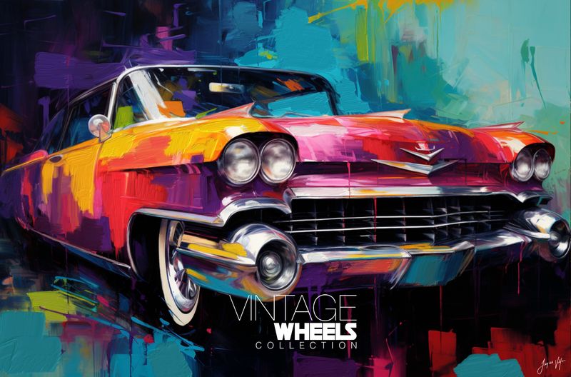 Abstract Vintage Cadillac Canvas Design