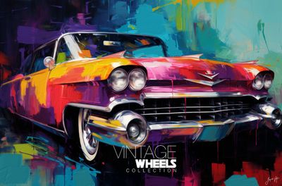 Abstract Vintage Cadillac Canvas Design