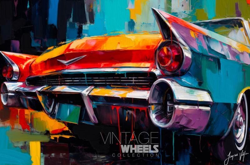 Abstract Vintage Cadillac Canvas Design