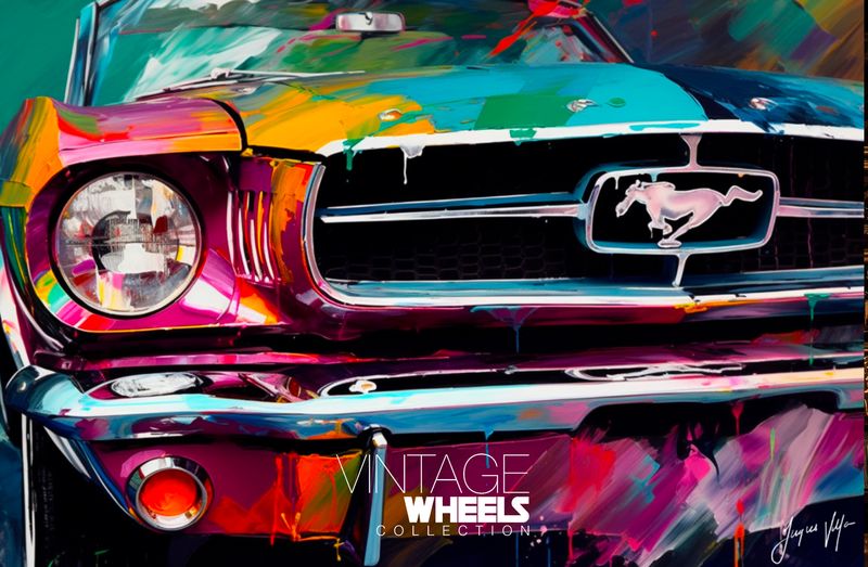 Abstract Vintage Ford Mustang Canvas Design