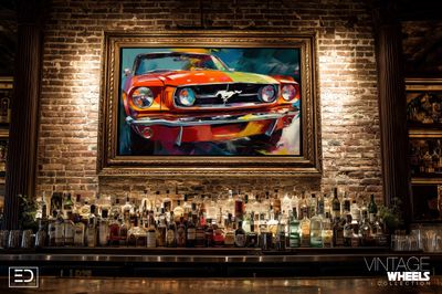 Abstract Vintage Ford Mustang Canvas Design