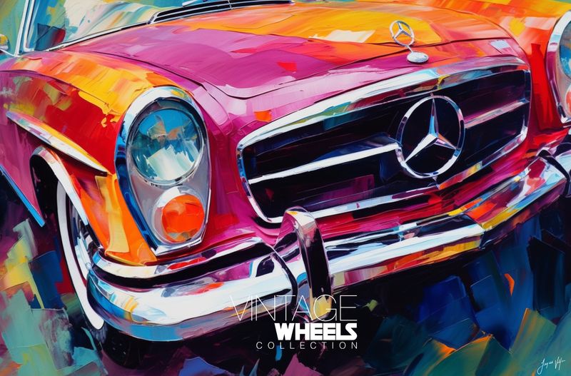 Abstract Vintage Mercedes Canvas Design