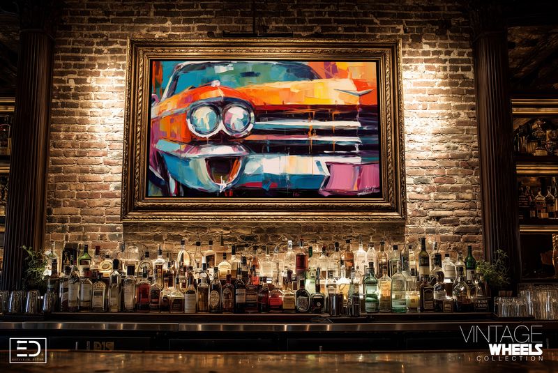 Abstract Vintage Cadillac Canvas Design
