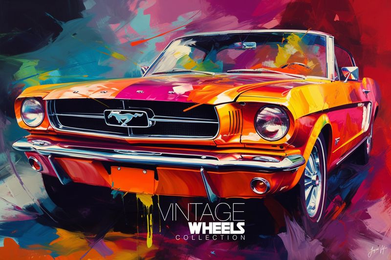 Abstract Vintage Ford Mustang Canvas Design