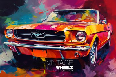 Abstract Vintage Ford Mustang Canvas Design