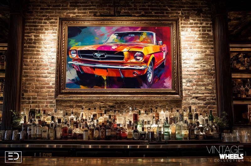 Abstract Vintage Ford Mustang Canvas Design