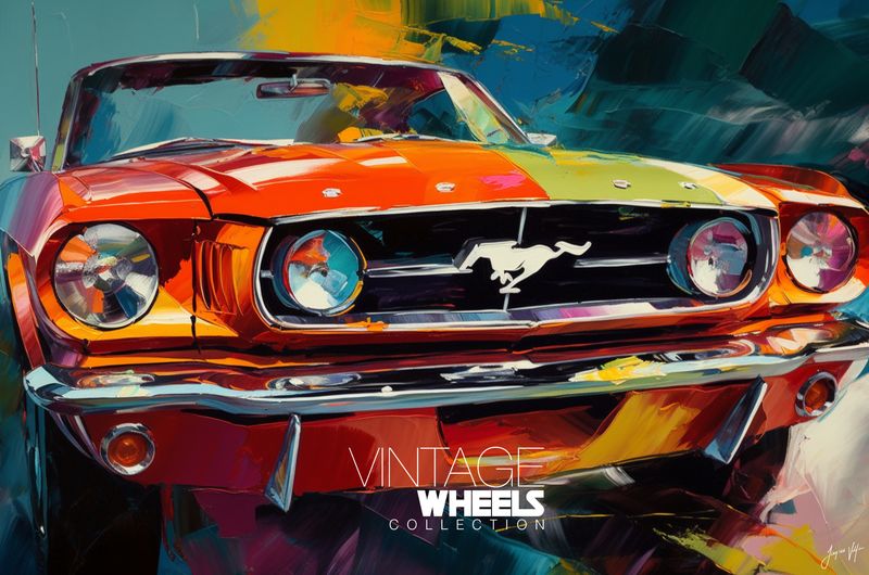 Abstract Vintage Ford Mustang Canvas Design