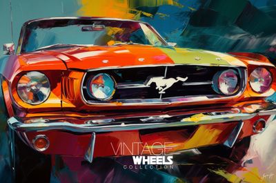 Abstract Vintage Ford Mustang Canvas Design