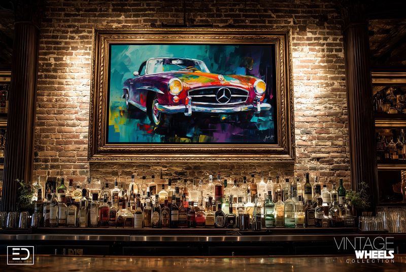 Abstract Vintage Mercedes Canvas Design