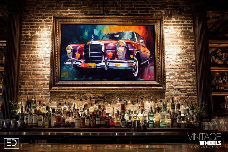 Abstract Vintage Mercedes Canvas Design
