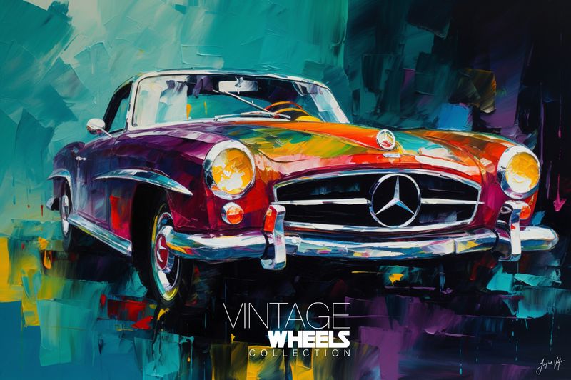 Abstract Vintage Mercedes Canvas Design
